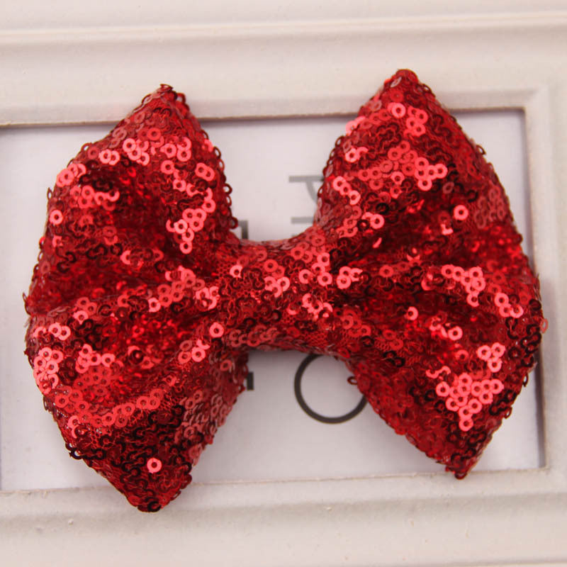 Kids Girls Princess Bling Sequins Sweet Bow Tie Solid Hair Headwear