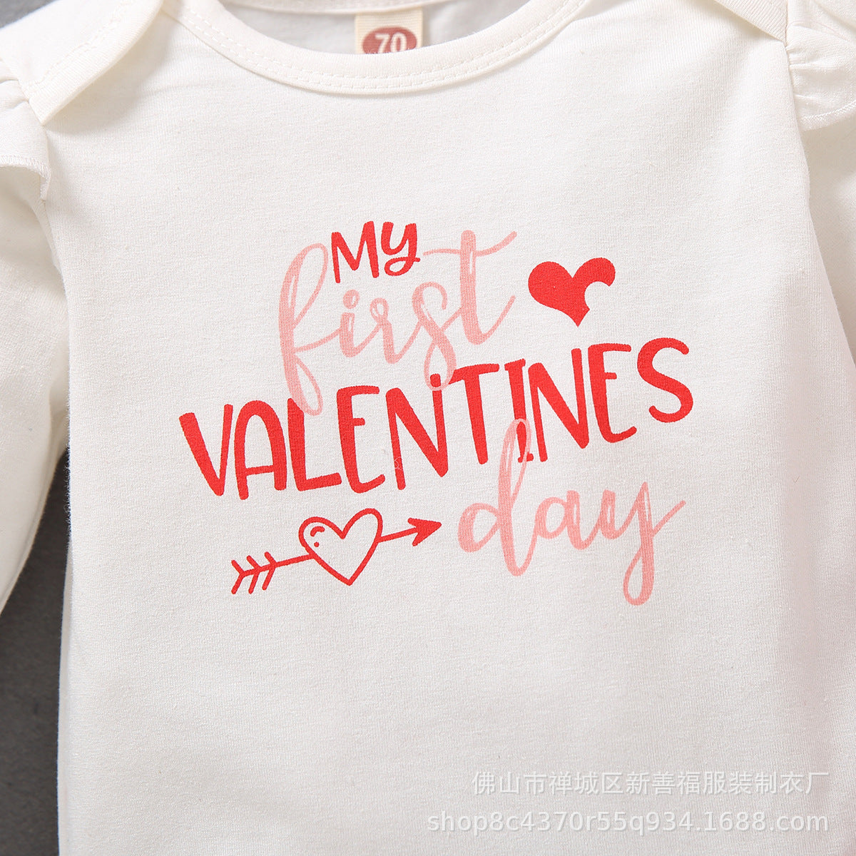 Baby Girl Valentine's Day Suit Heart Letter Printed 3 Pcs Sets