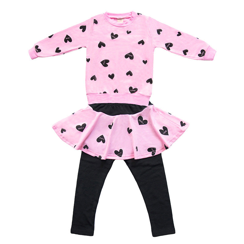 Kid Baby Girl Valentine's Day Pink Love 2 Pcs Sets