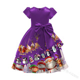 Kid Baby Printed Christmas Bow Princess Dress