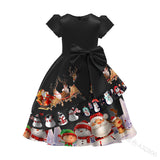 Kid Baby Printed Christmas Bow Princess Dress