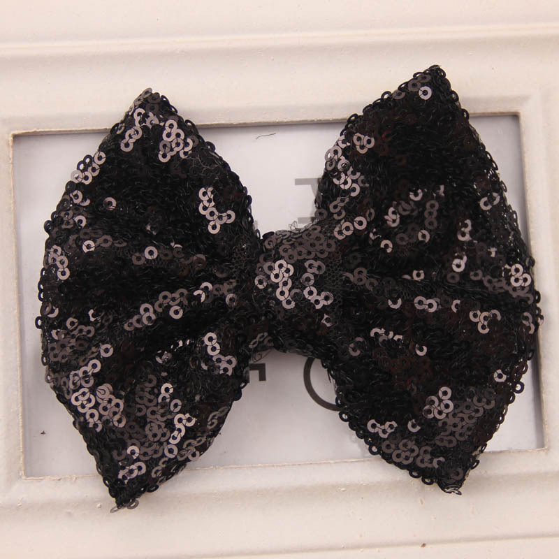 Kids Girls Princess Bling Sequins Sweet Bow Tie Solid Hair Headwear