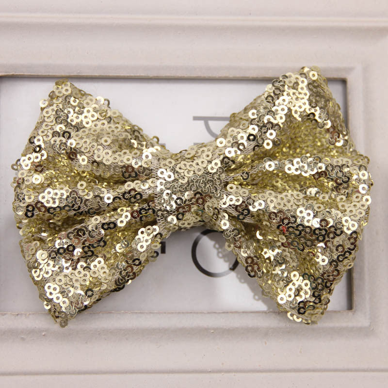 Kids Girls Princess Bling Sequins Sweet Bow Tie Solid Hair Headwear