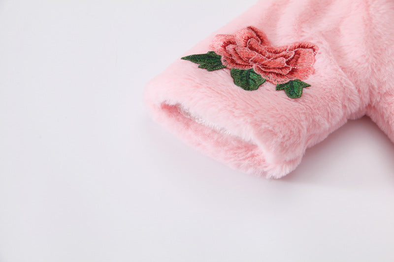 Baby Girl Autumn Winter Hair Cape Retro Flower Coats