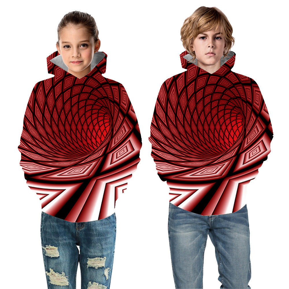 Kids Boy Girl Sports 3D Cartoon Whirlpool Hoodie