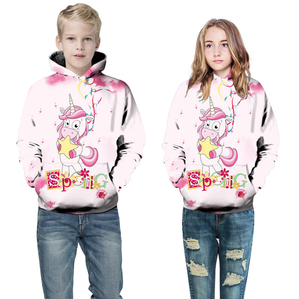 Kid Girl Boy 3D Printed Autumn and Winter Unicorn Hoodie