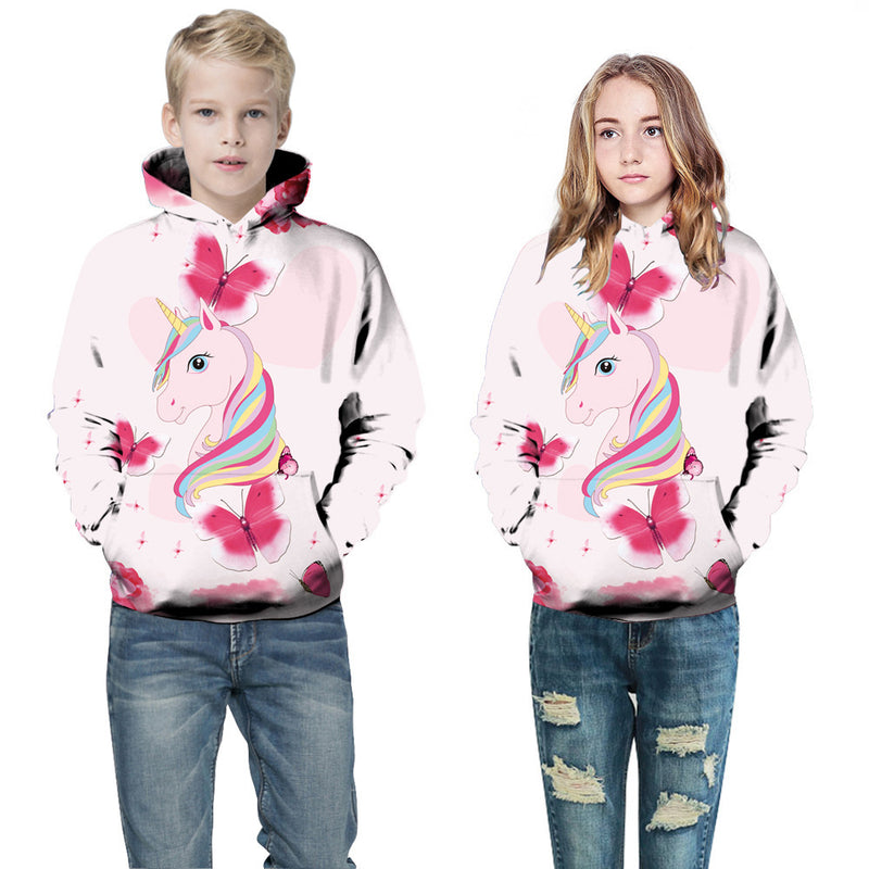 Kid Girl Boy 3D Printed Autumn and Winter Unicorn Hoodie