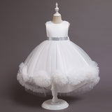 Kids Girl Princess Mesh Flower Fluffy Sleeveless Flower Dresses