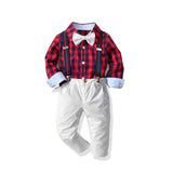 Plaid Baby Boy Christmas Formal New Year 2 Pcs Set