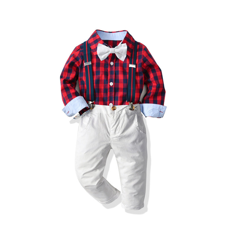 Plaid Baby Boy Christmas Formal New Year 2 Pcs Set