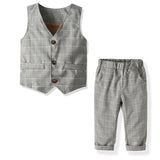 Double Vest Striped Baby Boy Set Christmas Formal 2 Pcs Suits