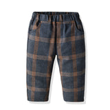 Kid Baby Boys Suit Check Gentleman Autumn Spring 3 Pcs Sets