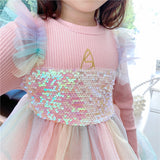 Ice Snow Princess Dress Autumn Winter Velvet Sequins Dresses