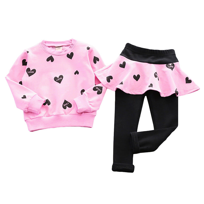 Kid Baby Girl Valentine's Day Pink Love 2 Pcs Sets