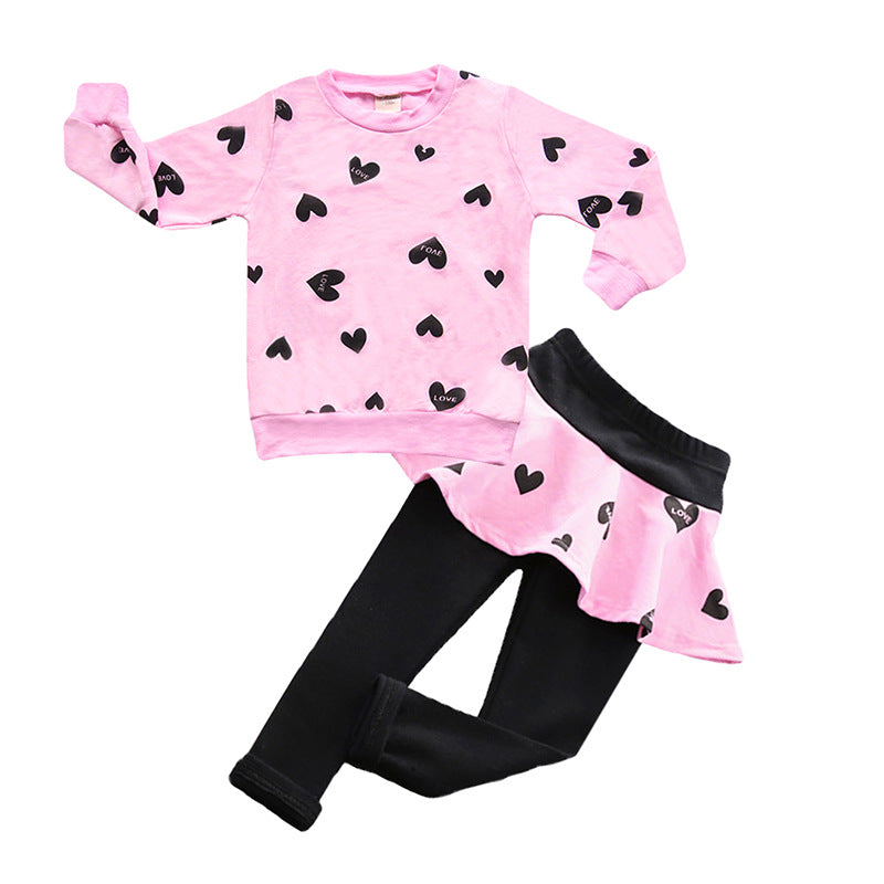 Kid Baby Girl Valentine's Day Pink Love 2 Pcs Sets