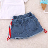 Summer Kid Baby Girls Set Ripped Denim Suits 2 Pcs Sets