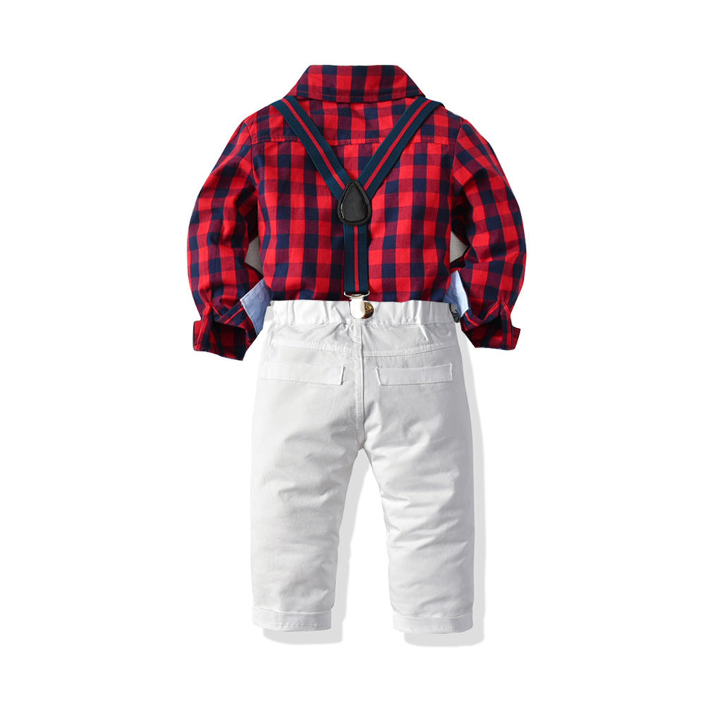 Plaid Baby Boy Christmas Formal New Year 2 Pcs Set