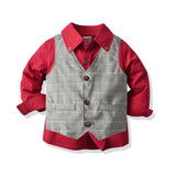 Double Vest Striped Baby Boy Set Christmas Formal 2 Pcs Suits