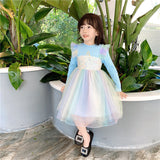 Ice Snow Princess Dress Autumn Winter Velvet Sequins Dresses