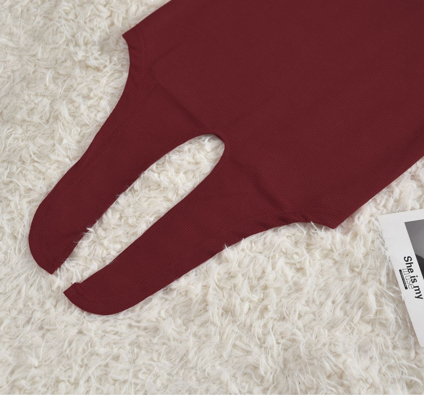 Family Matching Pattern Stitching Burgundy Top Parent-child Shirts
