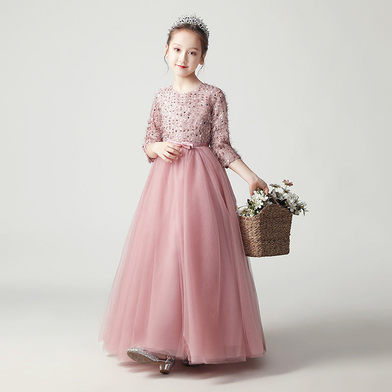 Kid Girl Evening Plush Sequin Princess Elegant Pageant Formal Dresses