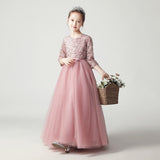 Kid Girl Evening Plush Sequin Princess Elegant Pageant Formal Dresses