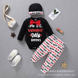 Baby Girl Suits Letters Heart Printed Long Sleeve 3 Pcs Sets