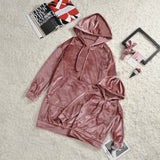 Famiy Matching Fleece Hooded Patch Pocket Parent-child Shirts