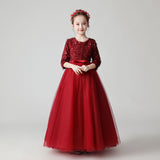 Kid Girl Evening Plush Sequin Princess Elegant Pageant Formal Dresses