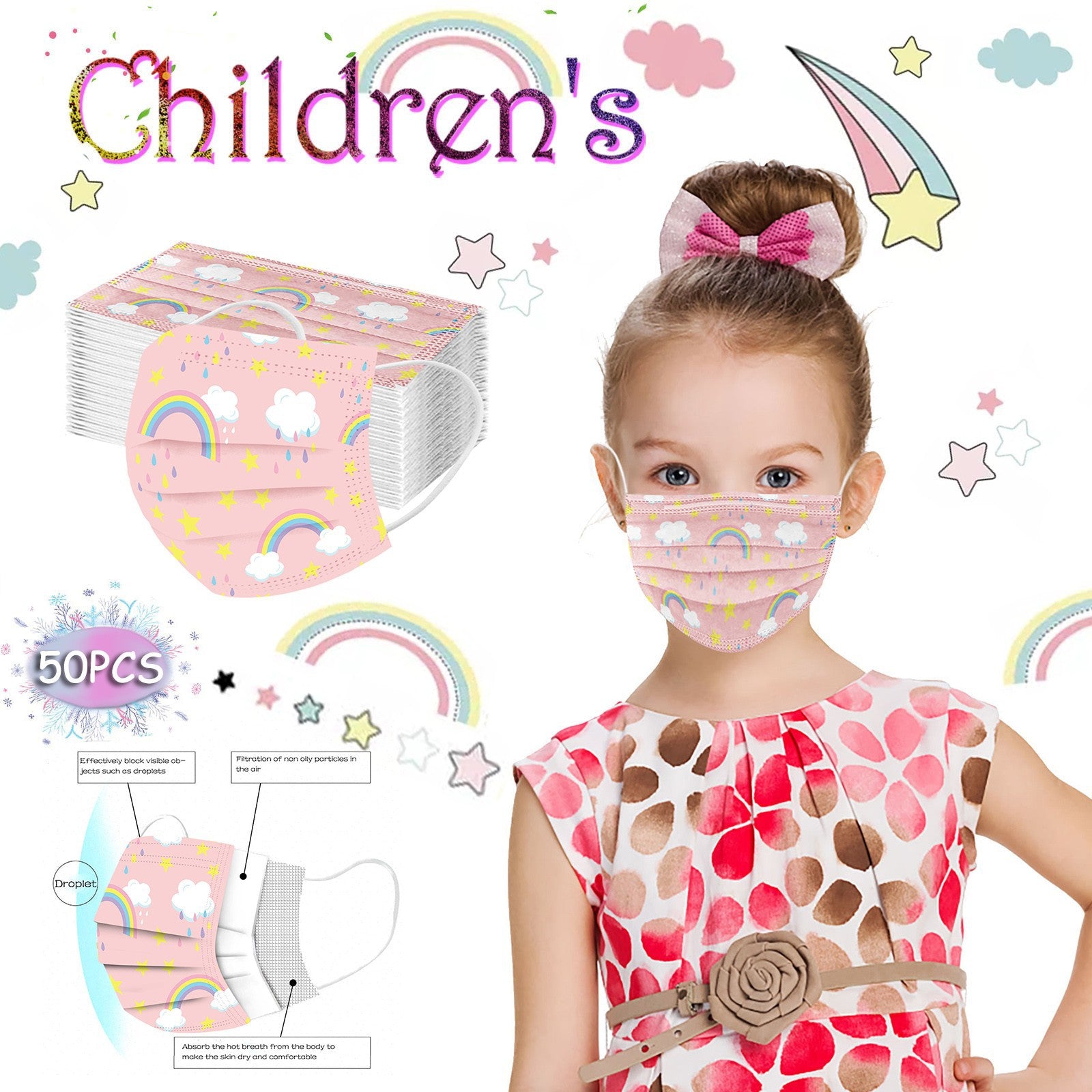 Kid Disposable Rainbow Series Adult Children Spunlaced Non-woven Fabric Masks