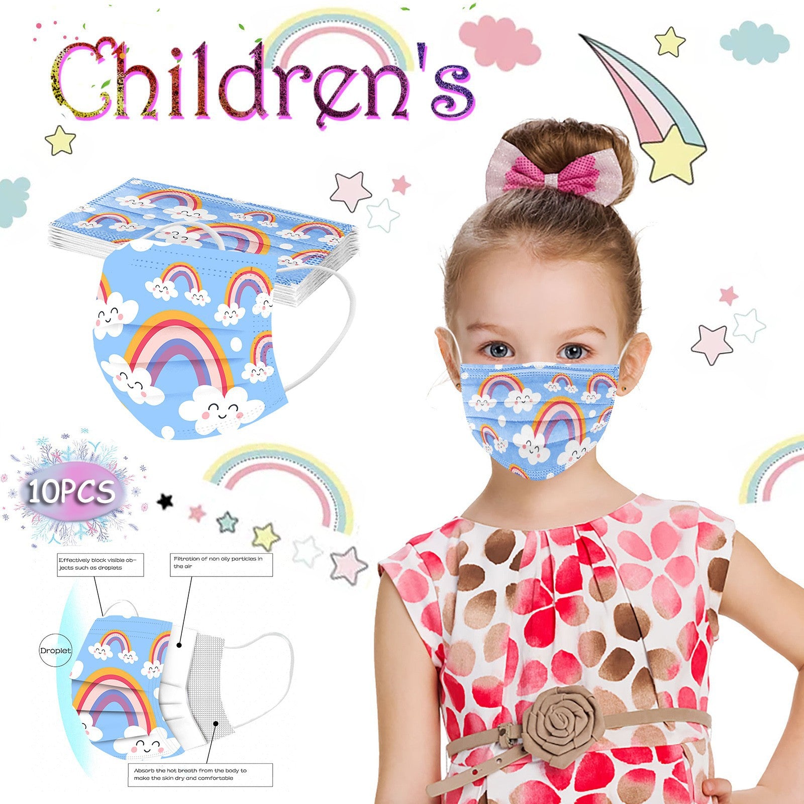 Kid Disposable Rainbow Series Adult Children Spunlaced Non-woven Fabric Masks