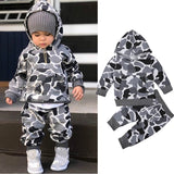 Spring Toddler Kids Boys Camouflage Tracksuit Pullover Tops+Bottoms Sportwear 2 Pcs