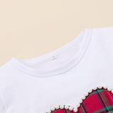 Valentine's Day Set Baby Kid Girl Pearl Heart White Short Sleeve 2 Pcs