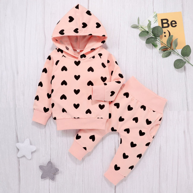 Baby Girls Love Valentine Printed Cotton Set 2 Pcs