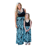 Family Matching Mother Daughter Printed Short Sleeve Dresses