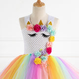 Kid Baby Girls Rainbow Unicorn Flower Wedding Christmas Party Dress