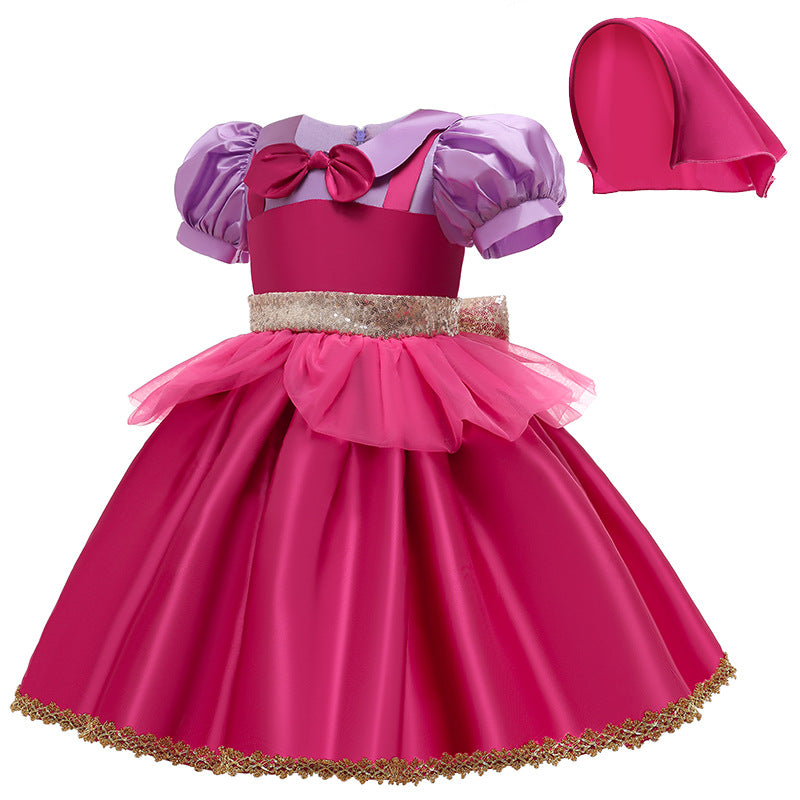 Kids Baby Girl Autumn Red Riding Princess Christmas Evening Dresses