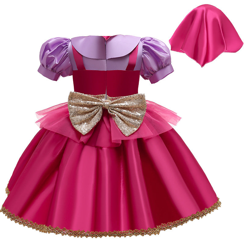 Kids Baby Girl Autumn Red Riding Princess Christmas Evening Dresses