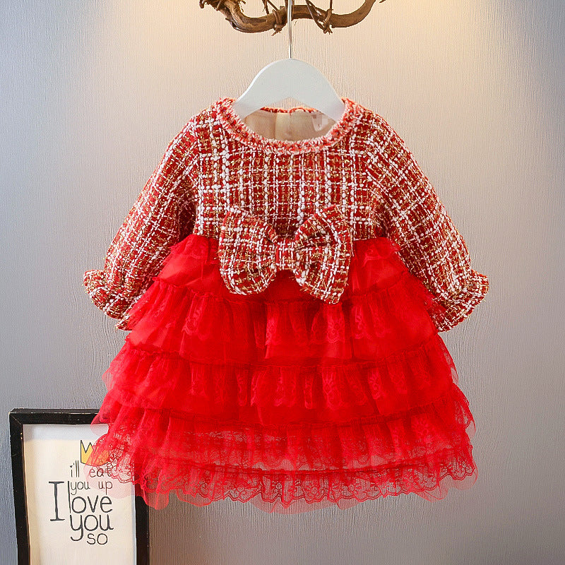 Baby Kid Girl Little Fragrance Plus Velvet Thickening Princess Dress