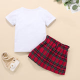 Valentine's Day Set Baby Kid Girl Pearl Heart White Short Sleeve 2 Pcs