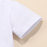 Valentine's Day Set Baby Kid Girl Pearl Heart White Short Sleeve 2 Pcs