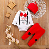 Valentine's Day Baby Boy Bowknot Hattie Heart 3 Pcs Sets