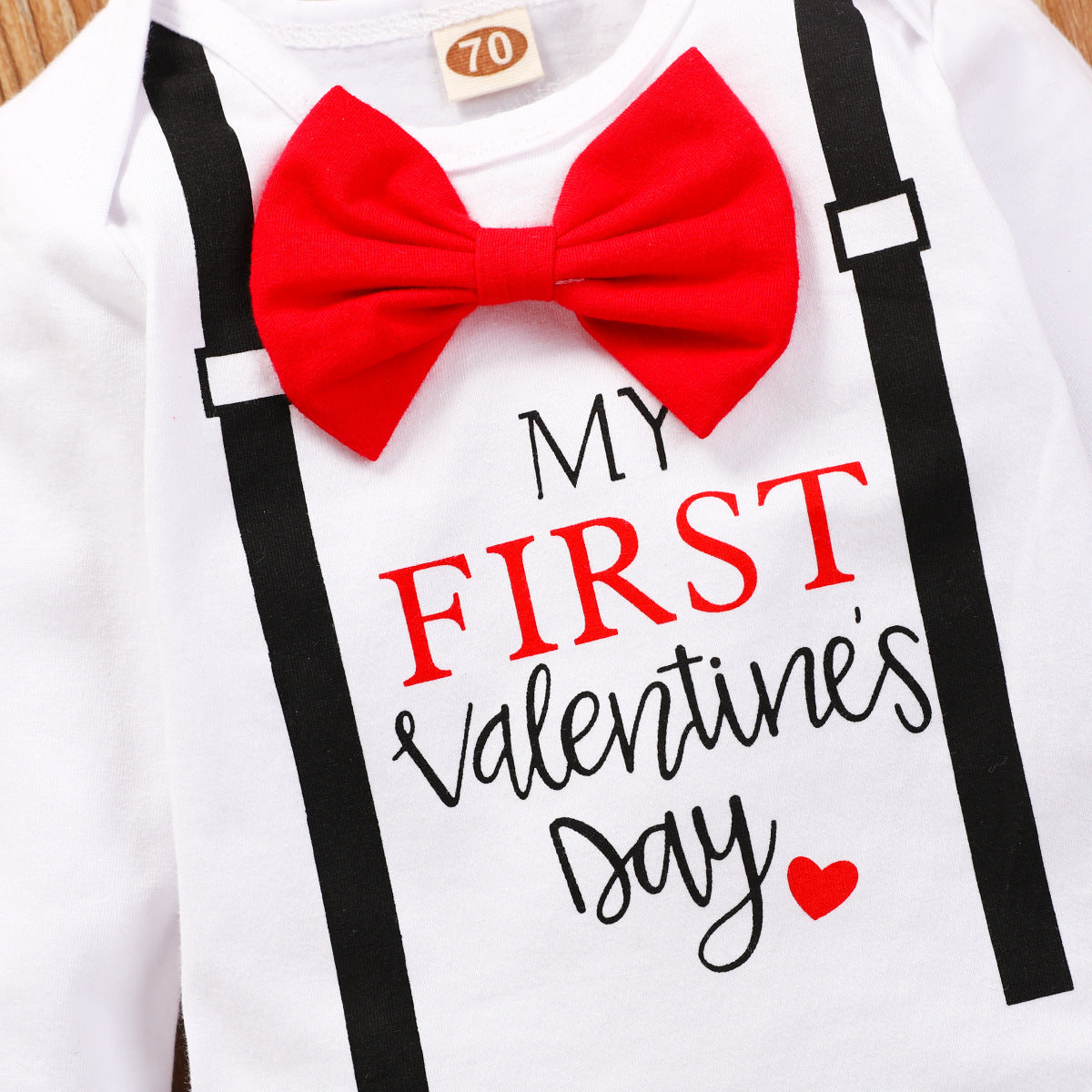 Valentine's Day Baby Boy Bowknot Hattie Heart 3 Pcs Sets