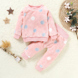 Kid Baby Girl Popular Long Sleeve Dotted Plush Pajamas