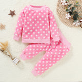 Kid Baby Girl Popular Long Sleeve Dotted Plush Pajamas