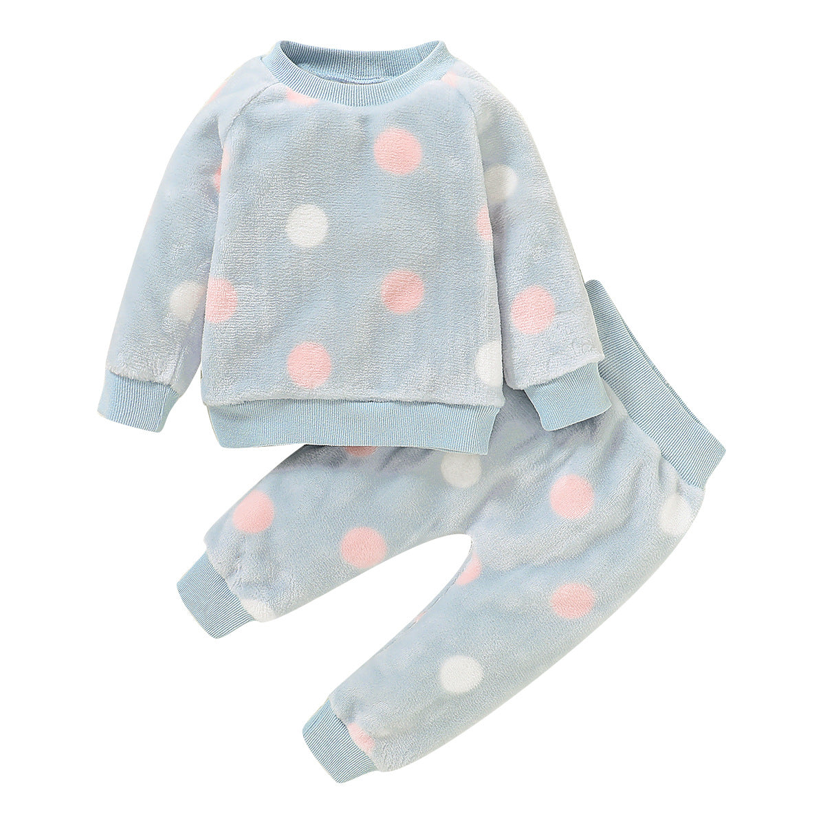 Kid Baby Girl Popular Long Sleeve Dotted Plush Pajamas