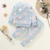 Kid Baby Girl Popular Long Sleeve Dotted Plush Pajamas