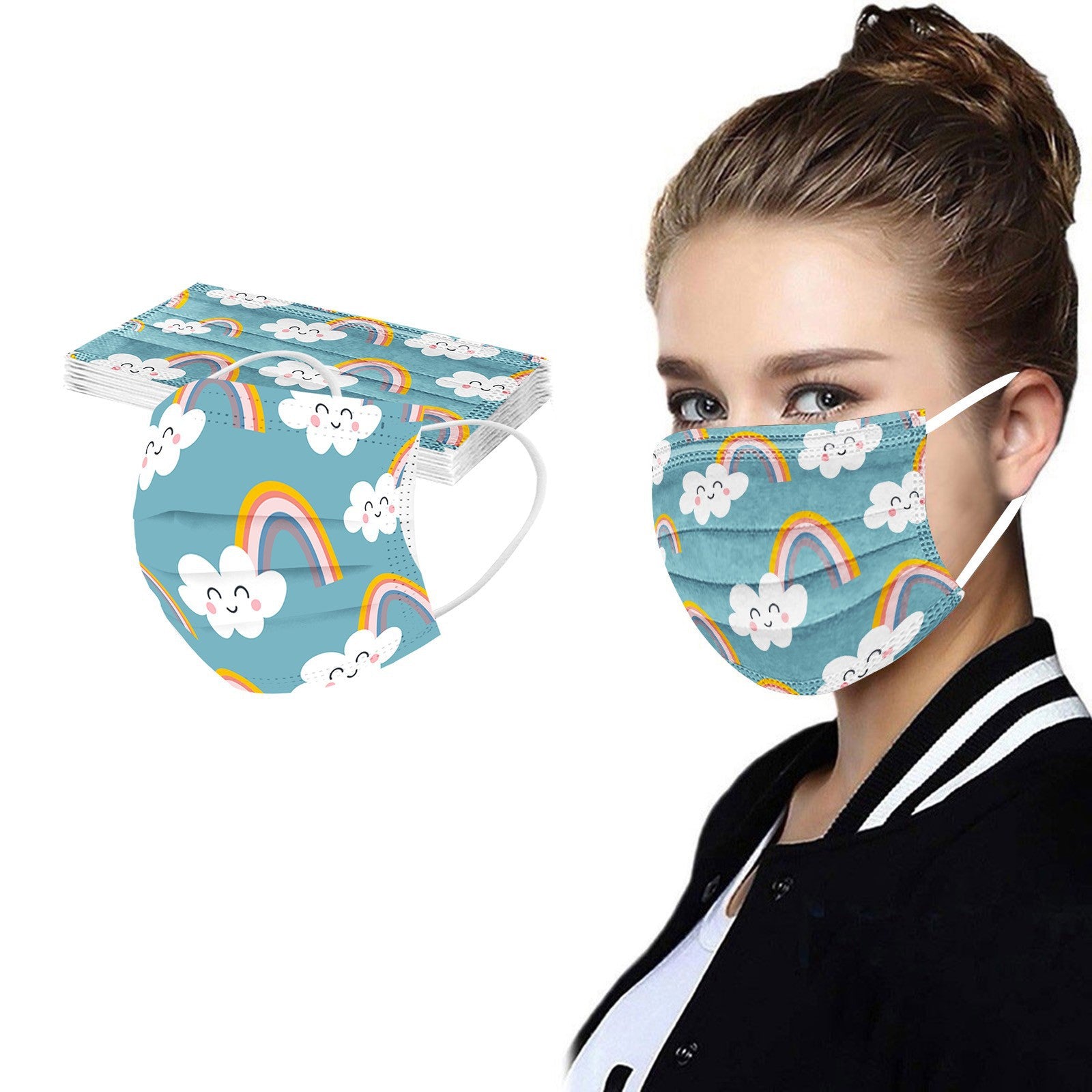 Kid Disposable Rainbow Series Adult Children Spunlaced Non-woven Fabric Masks