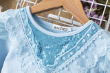 3-10T Kid Girl Lace Sequined Princess Pretty Mesh Blue Dresses