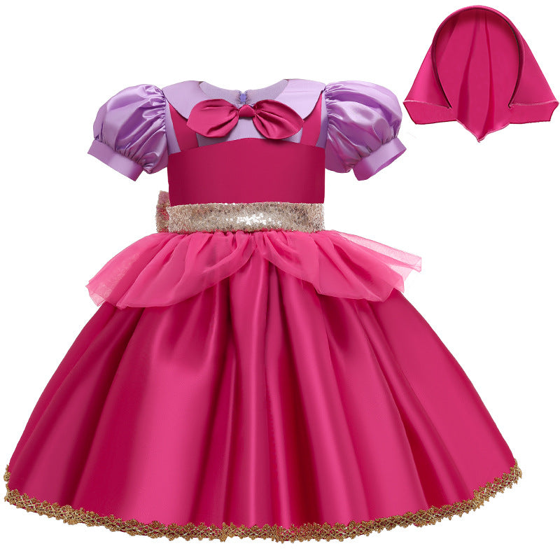 Kids Baby Girl Autumn Red Riding Princess Christmas Evening Dresses
